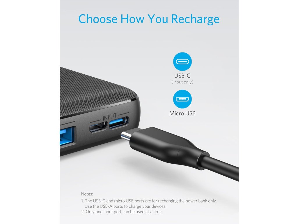 Anker PowerCore Essential 20000 mAh powerbanka detail